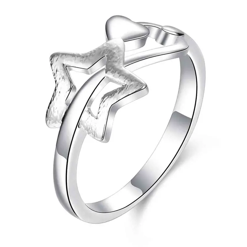 Silver Plated Ring Five-Pointed Star Anel Feminino Collier Plastron 754 1