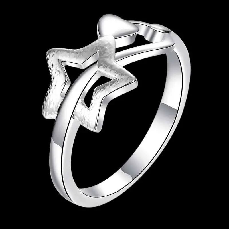 Silver Plated Ring Five-Pointed Star Anel Feminino Collier Plastron 754 2