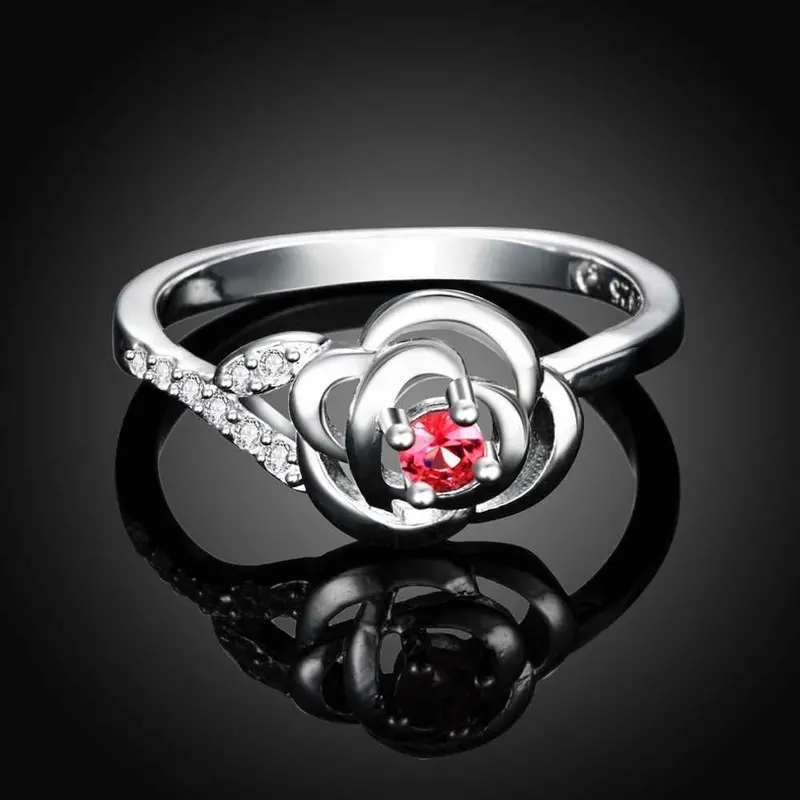 Silver Plated Ring Flower Core Ring Men Floating Charms334 1