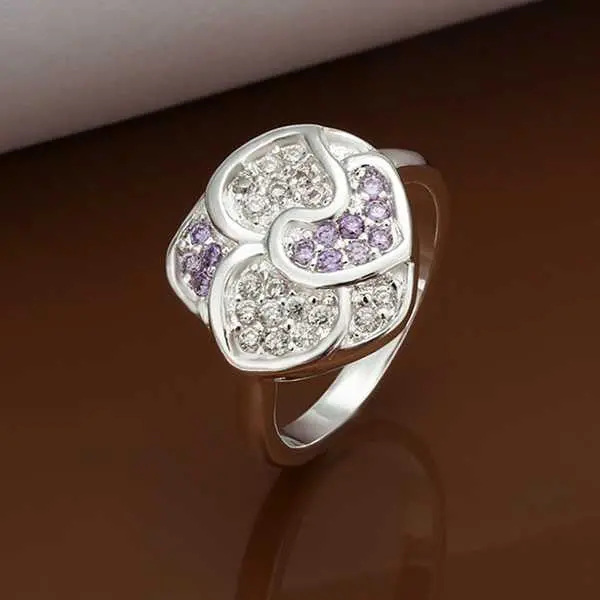 Silver Plated Ring Jewelryaustria Crystal Flower Ring 35 1