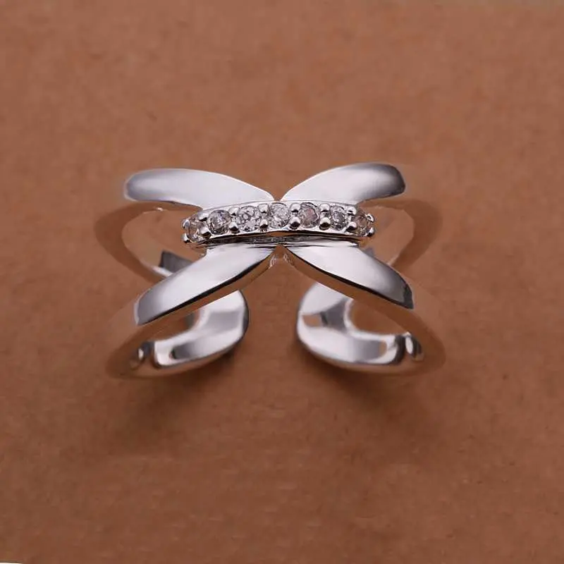 Silver Plated Ring Jewelryaustria Crystal X Ring 21 1