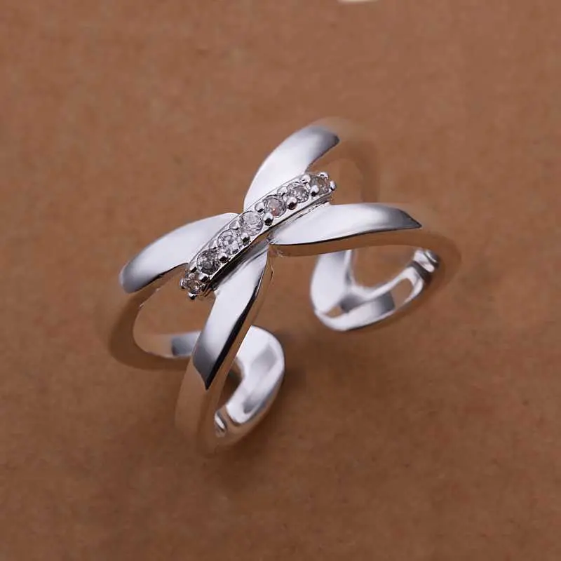 Silver Plated Ring Jewelryaustria Crystal X Ring 21 2