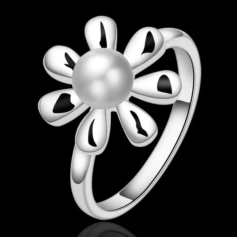 Silver Plated Ring Jewelrybig Flower Ring 594 2