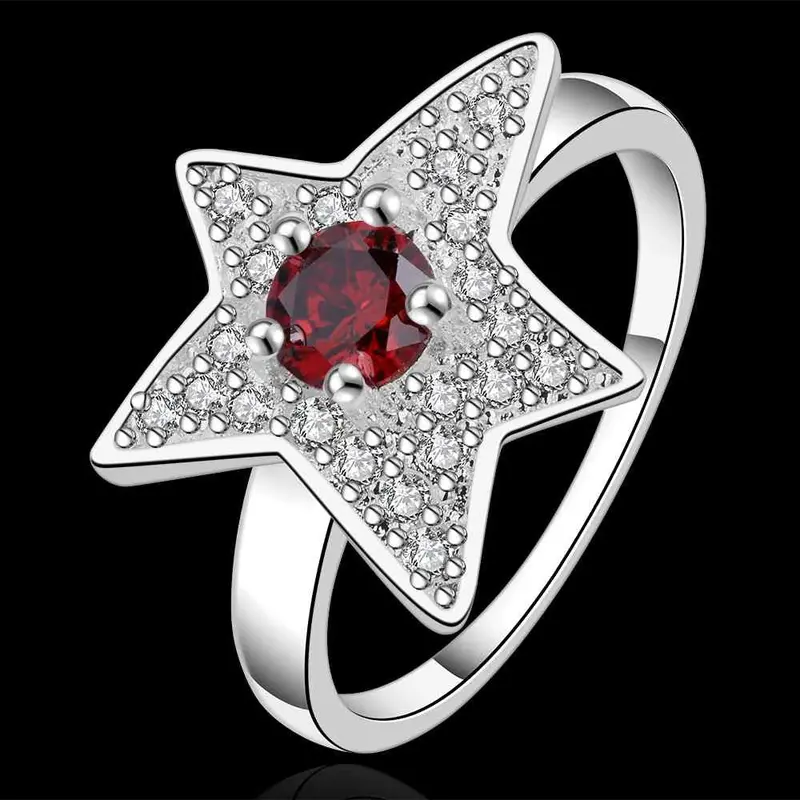 Silver Plated Ring Jewelrybig Star Red Stone Ring 551 2