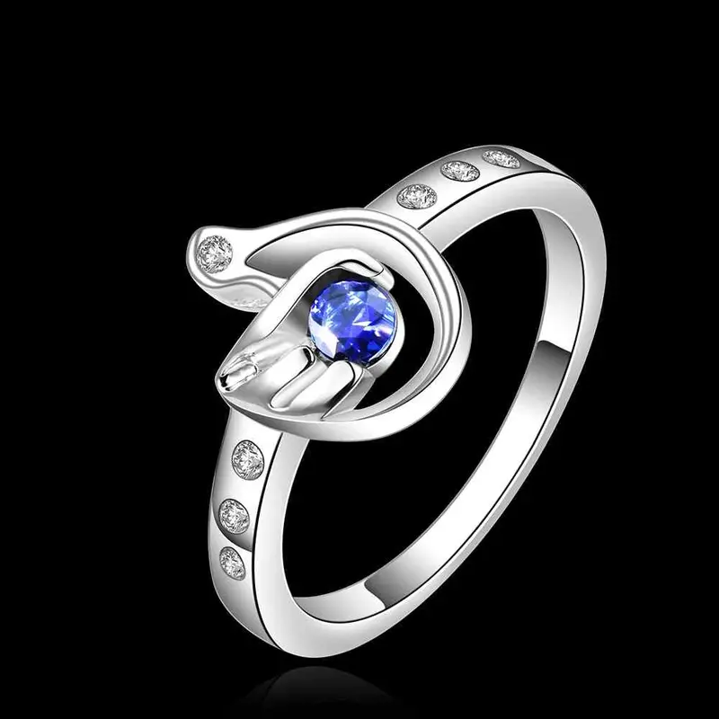 Silver Plated Ring Jewelryblue Stone Falu Ring 534 2