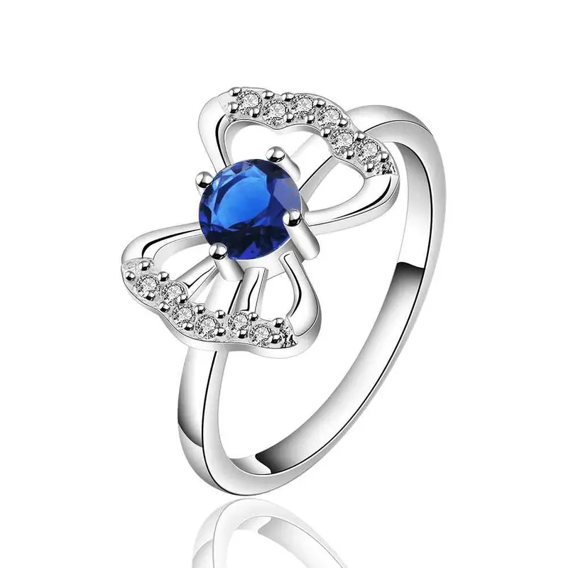 Silver Plated Ring Jewelrybow Blue Ring 533 1