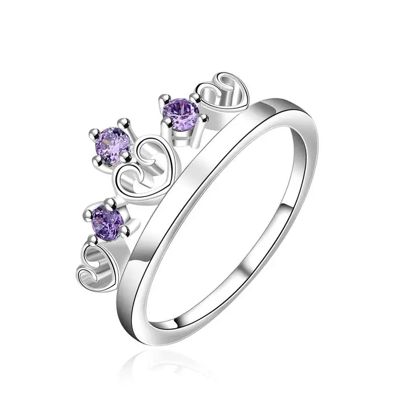 Silver Plated Ring Jewelrycrown 3 Stone Blue Ring 536 1