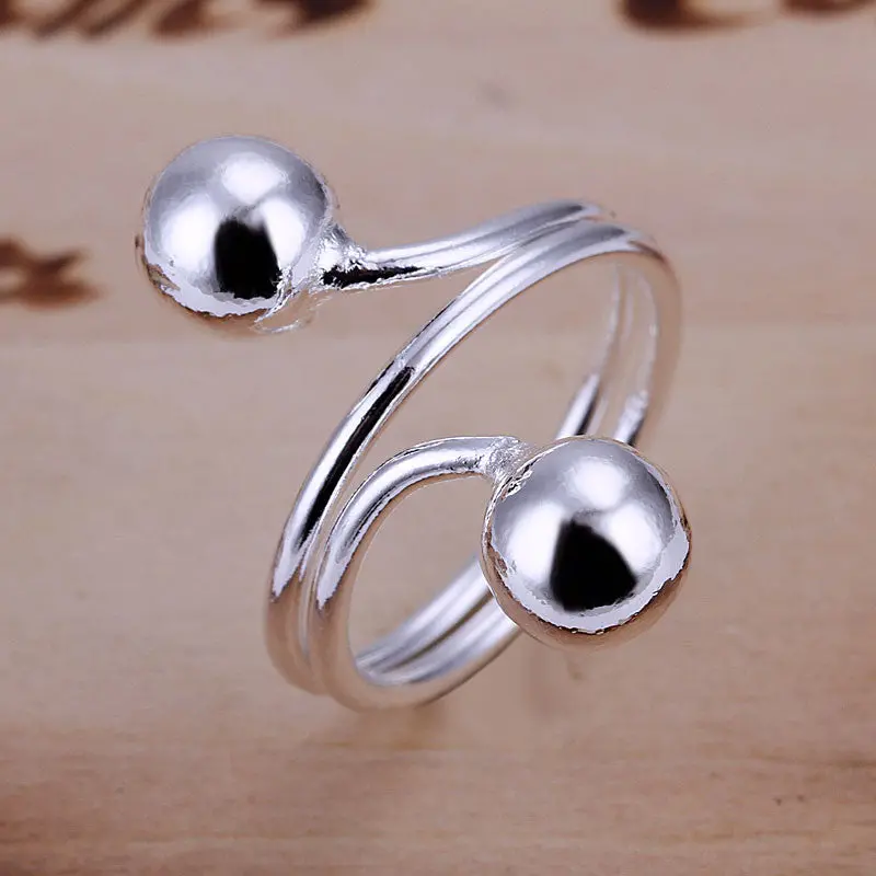 Silver Plated Ring Jewelrydouble Beans Ring  37 1