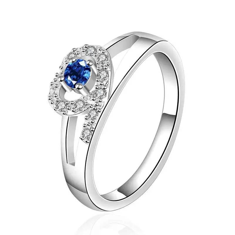 Silver Plated Ring Jewelryfalidn Blue Stone Ring 535 1
