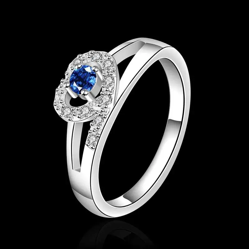 Silver Plated Ring Jewelryfalidn Blue Stone Ring 535 2