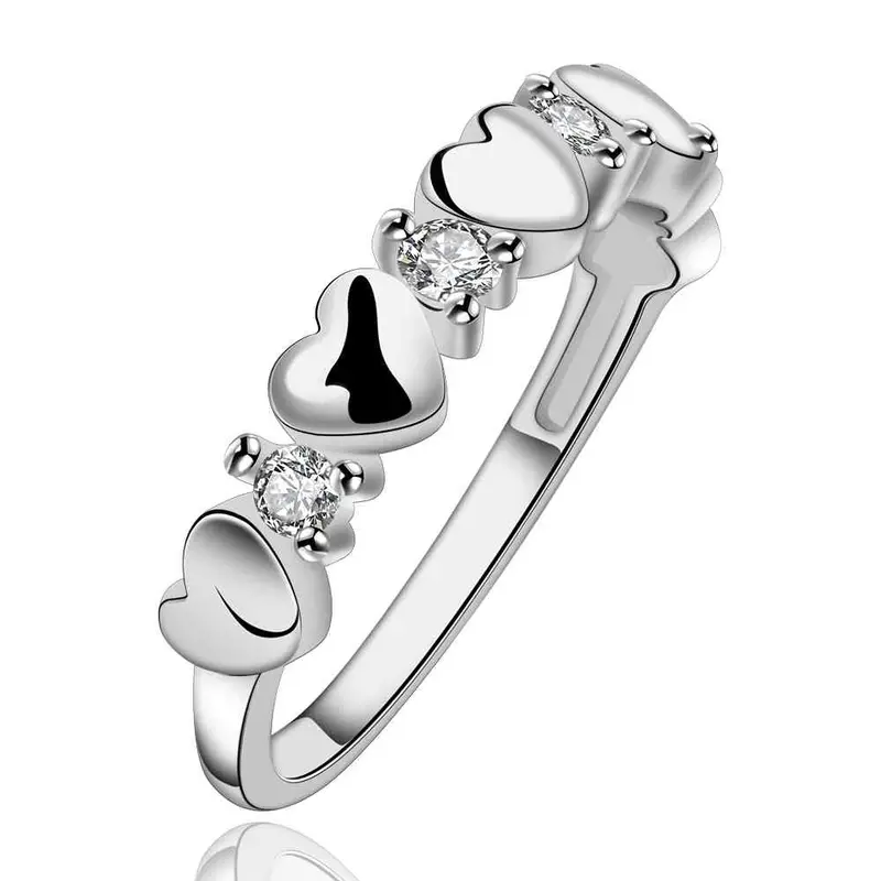 Silver Plated Ring Jewelryfour Heart Ring 6 1