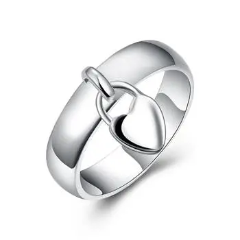 Silver Plated Ring Jewelryhanging Heart Lock Ring 133 1