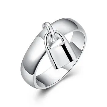 Silver Plated Ring Jewelryhanging Lock Ring  14 1