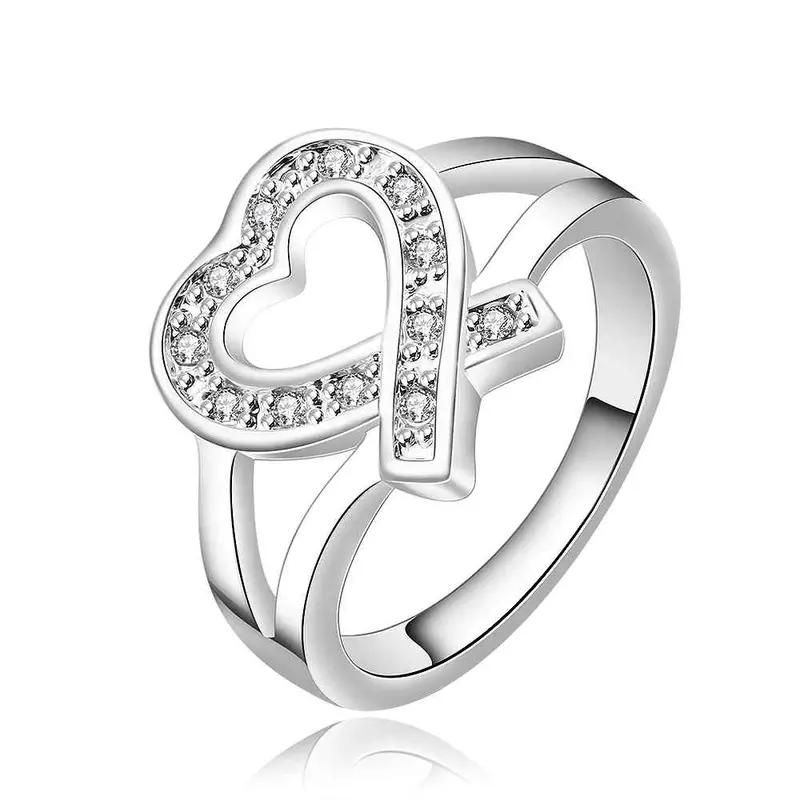 Silver Plated Ring Jewelryheart Out Side Ring 5 1