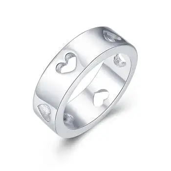 Silver Plated Ring Jewelryhollow Heart Ring 11 1