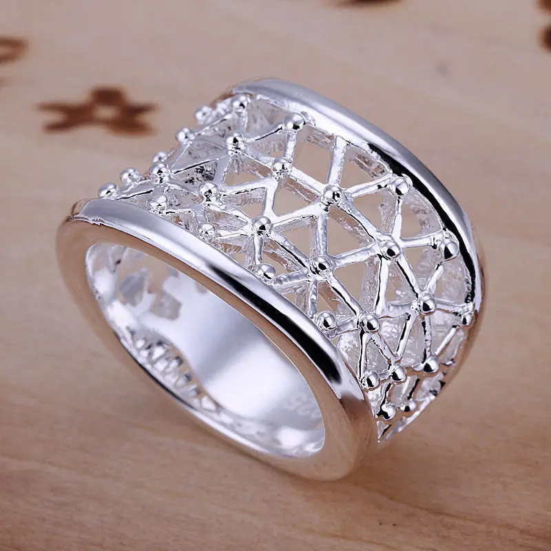 Silver Plated Ring Jewelryhollow Ring  32 1