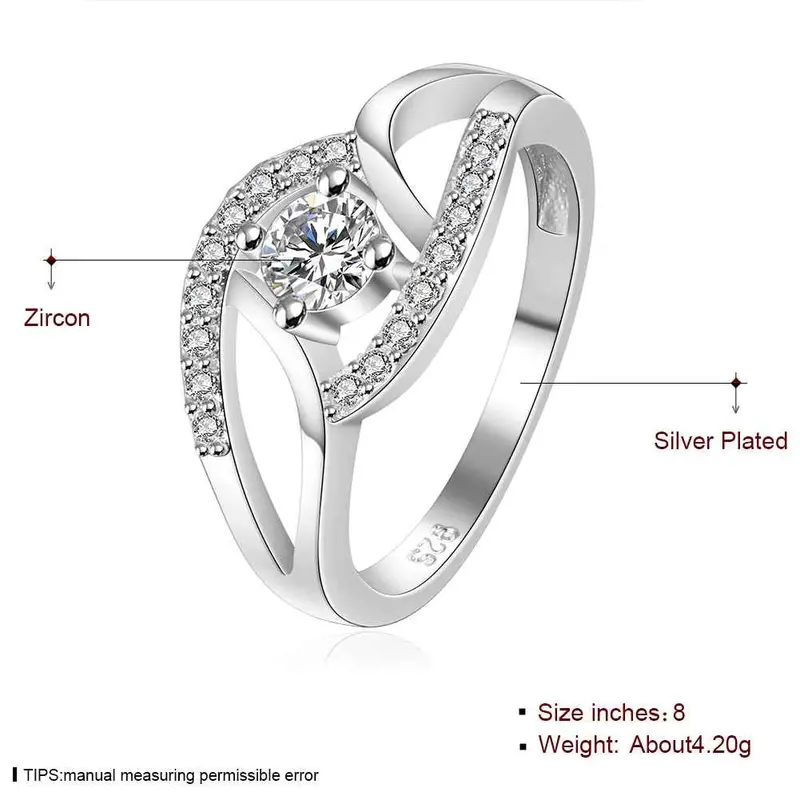 Silver Plated Ring Jewelryinlaid Stone Bicyclic Ring 142 2