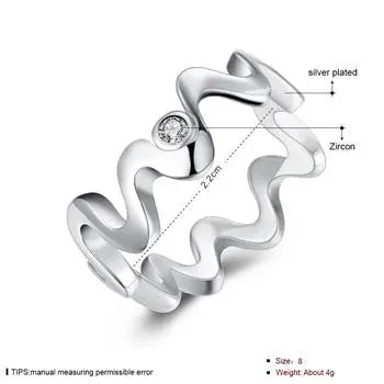 Silver Plated Ring Jewelryinlaid Stone Corrugated Ring 29 2