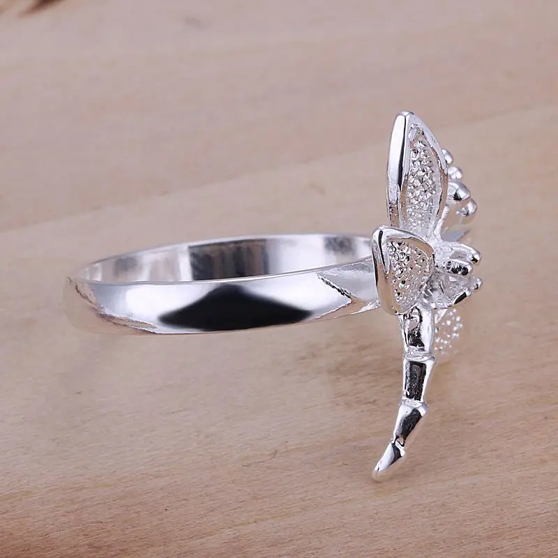 Silver Plated Ring Jewelryinlaid Stone Dragonfly Ring 17 4