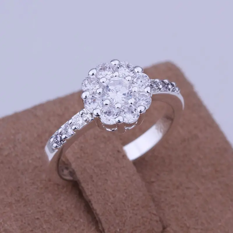 Silver Plated Ring Jewelryinlaid Stone Flower Ring 152 1