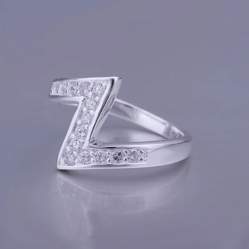Silver Plated Ring Jewelryinlaid Stone Z-Shaped Ring 154 1