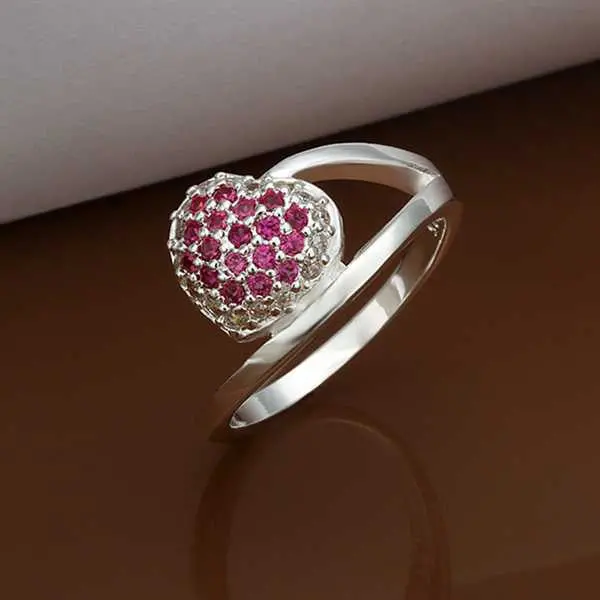 Silver Plated Ring Jewelryinsets Crystal Heart Ring 315 1