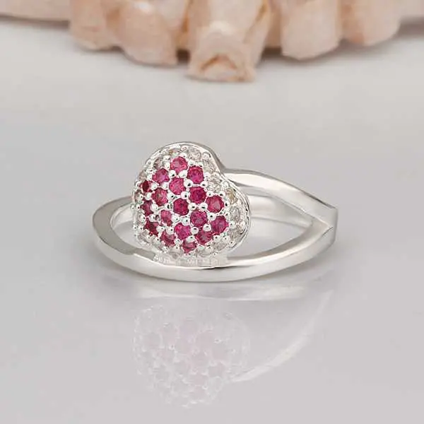 Silver Plated Ring Jewelryinsets Crystal Heart Ring 315 2