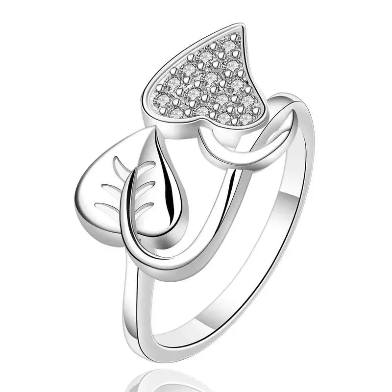 Silver Plated Ring Jewelryleaf And Heart Ring 557 1