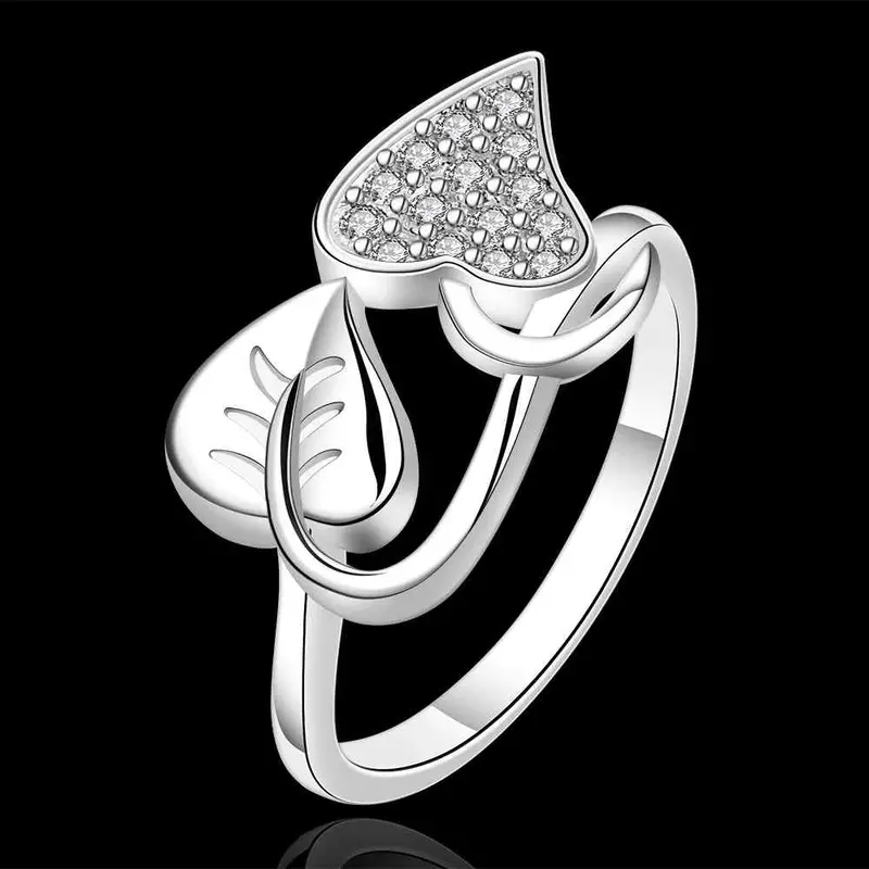 Silver Plated Ring Jewelryleaf And Heart Ring 557 2