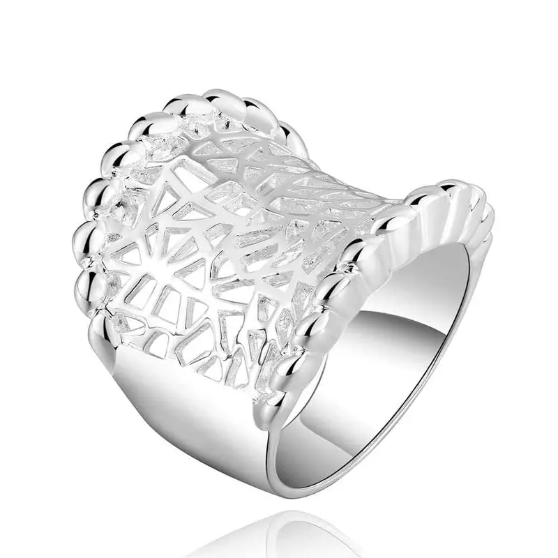 Silver Plated Ring Jewelrylong Wide Web Ring 542 1