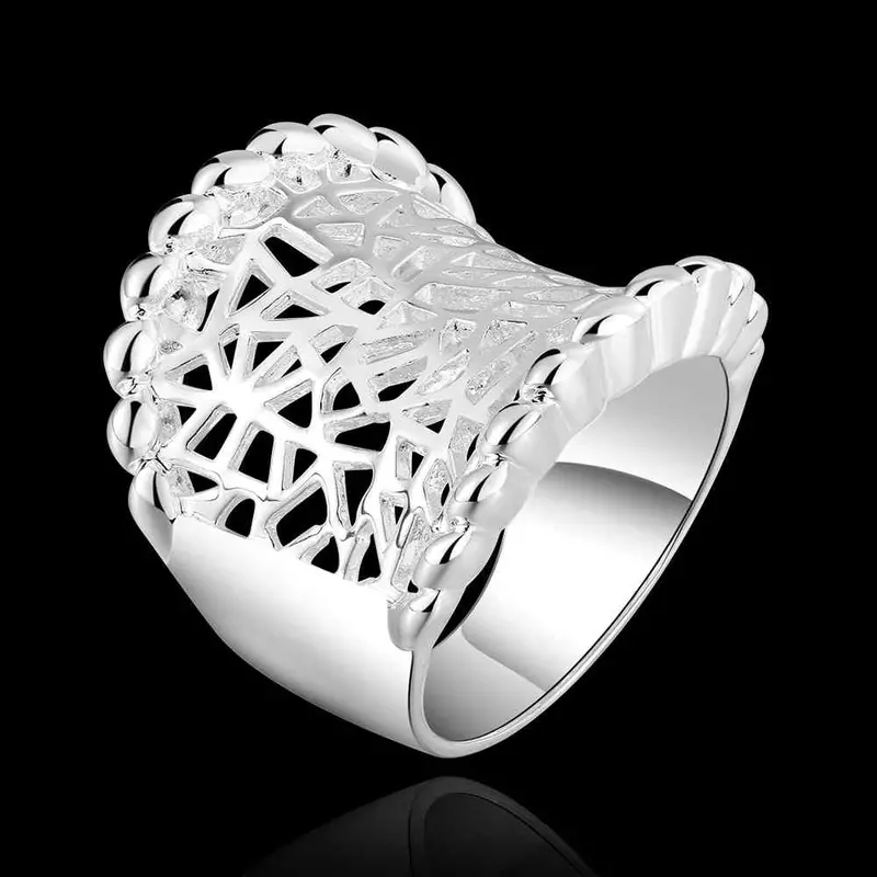 Silver Plated Ring Jewelrylong Wide Web Ring 542 2