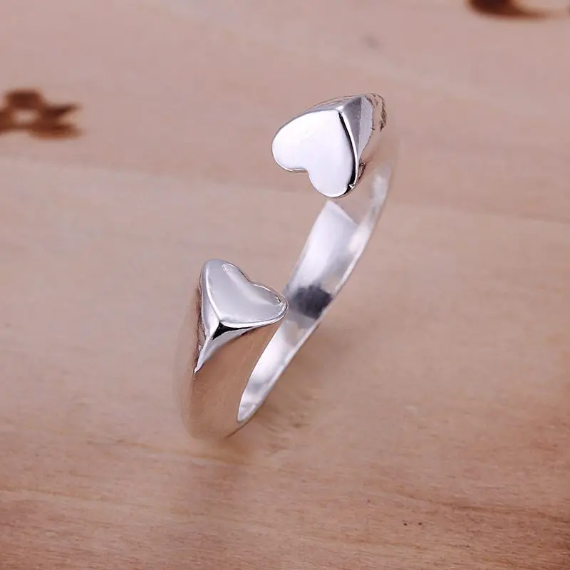 Silver Plated Ring Jewelryopened Half Heart Ring 3 2