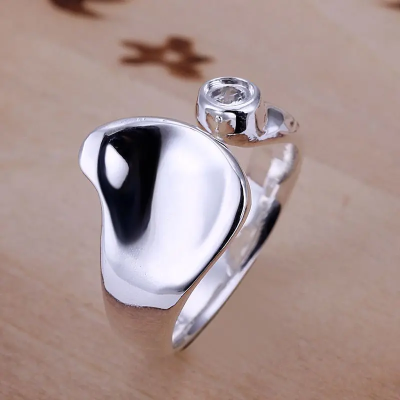 Silver Plated Ring Jewelryopening Concave Insets Heart Ring  47 1