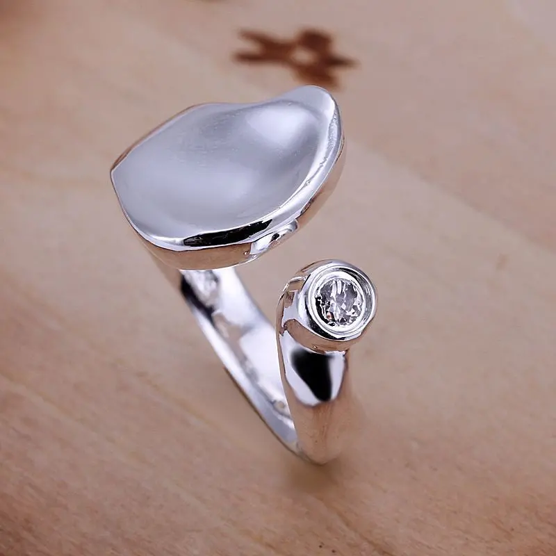 Silver Plated Ring Jewelryopening Concave Insets Heart Ring 47 2