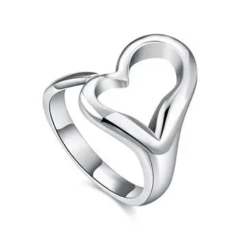 Silver Plated Ring Jewelryopening Heart Ring   9 1