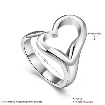 Silver Plated Ring Jewelryopening Heart Ring 9 2