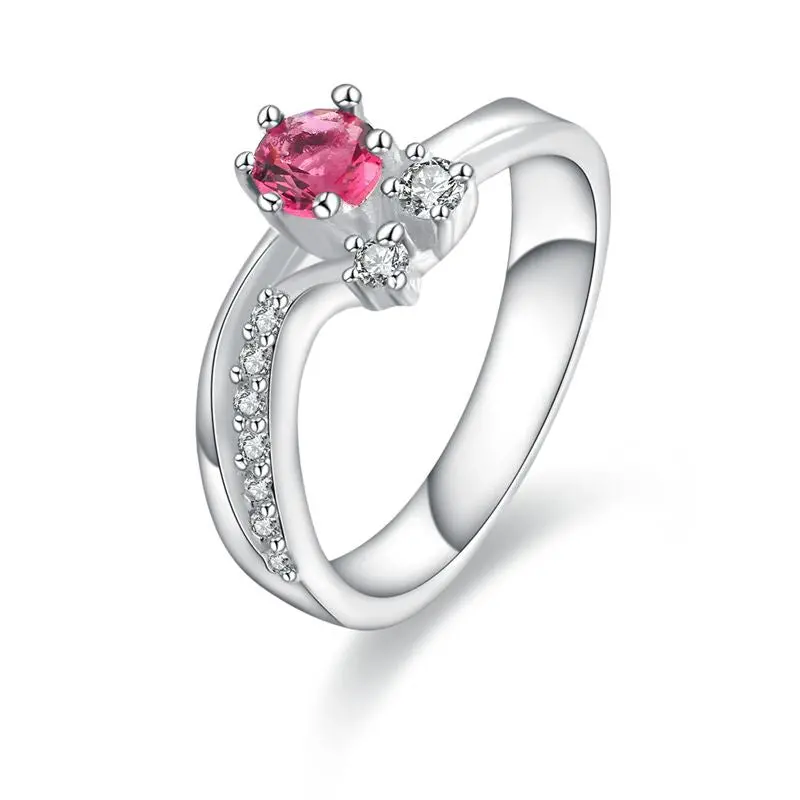 Silver Plated Ring Jewelryred Stone On Heart Ring 386 1