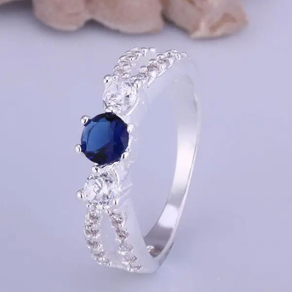 Silver Plated Ring Jewelryretro Blue Stone Ring 399 1