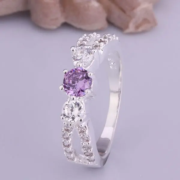 Silver Plated Ring Jewelryretro Purple Stone Ring 4 1
