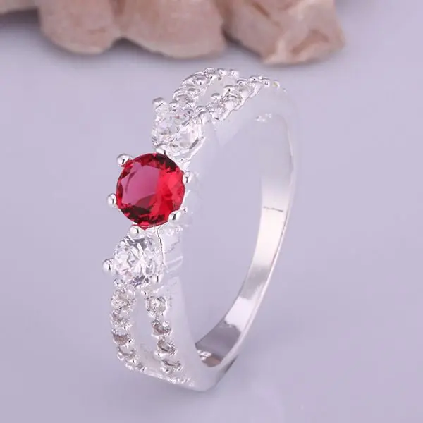 Silver Plated Ring Jewelryretro Red Stone Ring 4 1 1