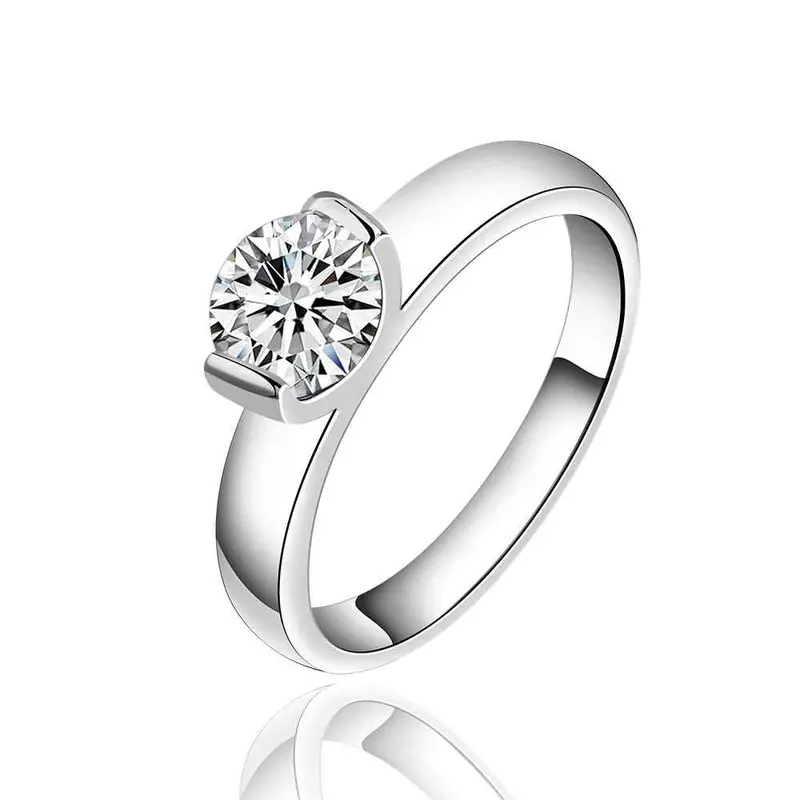 Silver Plated Ring Jewelrysimple Add Stone Ring 6 3 1