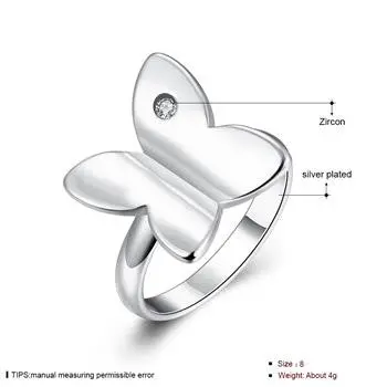 Silver Plated Ring Jewelrysolitaire Butterfly Ring 171 2