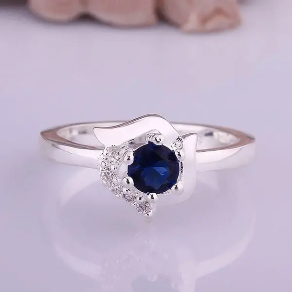 Silver Plated Ring Jewelrysquirrel Blue Stone Ring 38 1