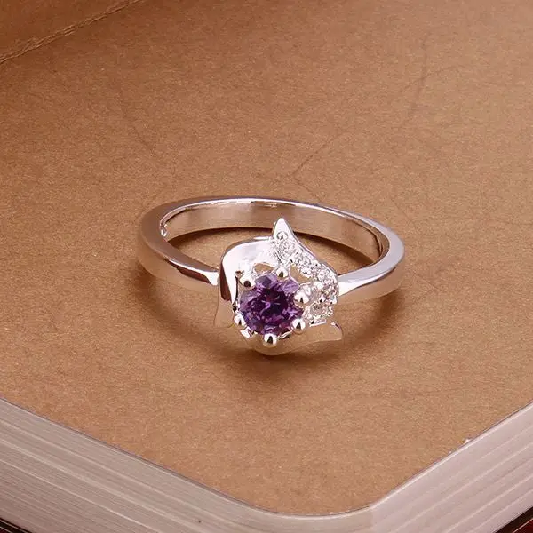 Silver Plated Ring Jewelrysquirrel Purple Stone Ring 381 2
