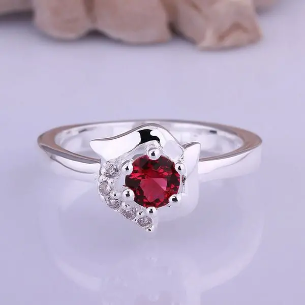 Silver Plated Ring Jewelrysquirrel Red Stone Ring 382 1