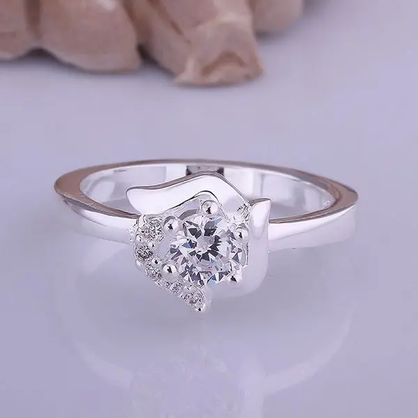 Silver Plated Ring Jewelrysquirrel White Stone Ring 379 1