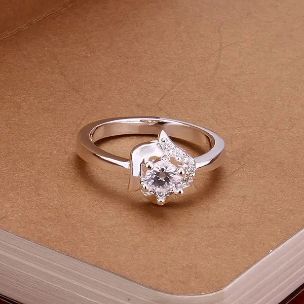 Silver Plated Ring Jewelrysquirrel White Stone Ring 379 2