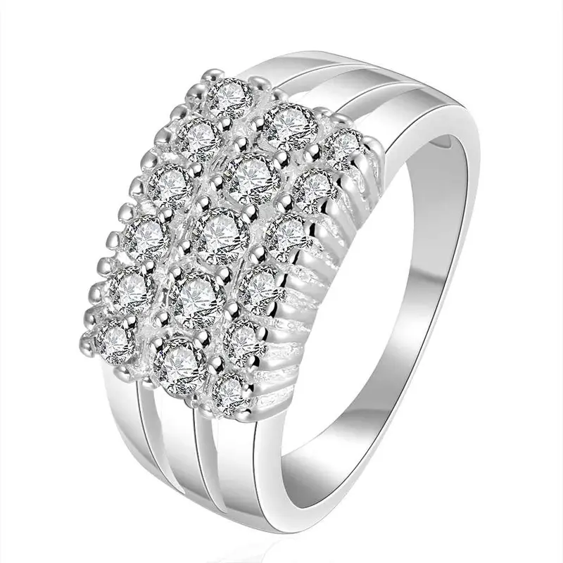 Silver Plated Ring Jewelrythree Rows Stone Ring 143 1