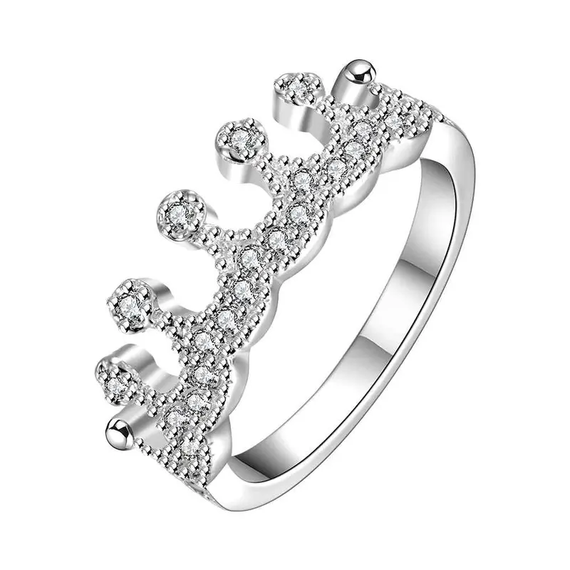 Silver Plated Ring Multi-Inlaid Stone Crown Opal Elegant 1