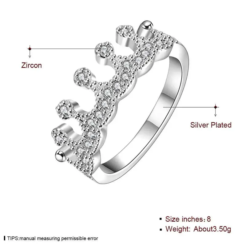 Silver Plated Ring Multi-Inlaid Stone Crown Opal Elegant 2